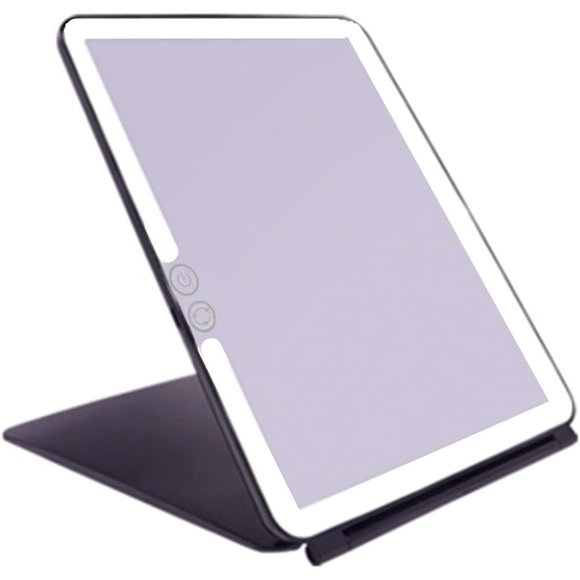 Folding Lighted Makeup Mirror with 72 LEDs 3 Colors USB Rechargable 1800mA